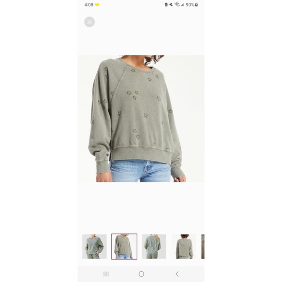 Z Supply Womens Modern Weekender Star Green Long Sleeve Split Hem Oversize Sz Lg - Picture 5 of 7